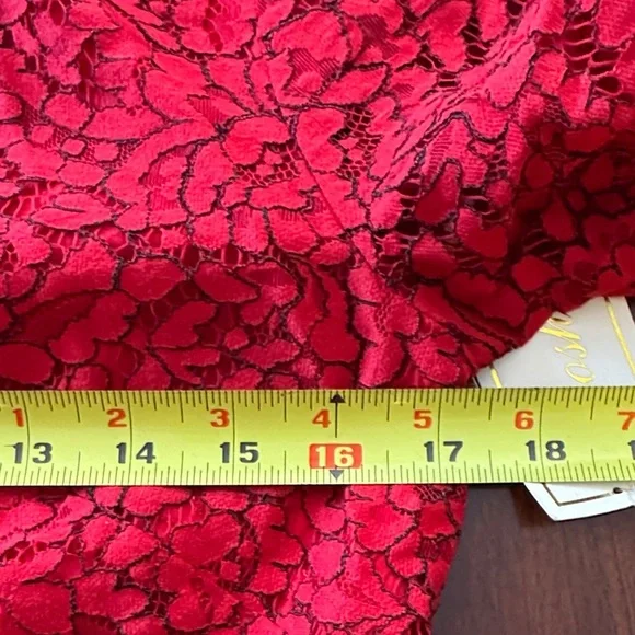 Shoshanna Romantic Red Lace Long Sleeve Keyhole Dress NWT Anthropologie - Picture 13 of 16